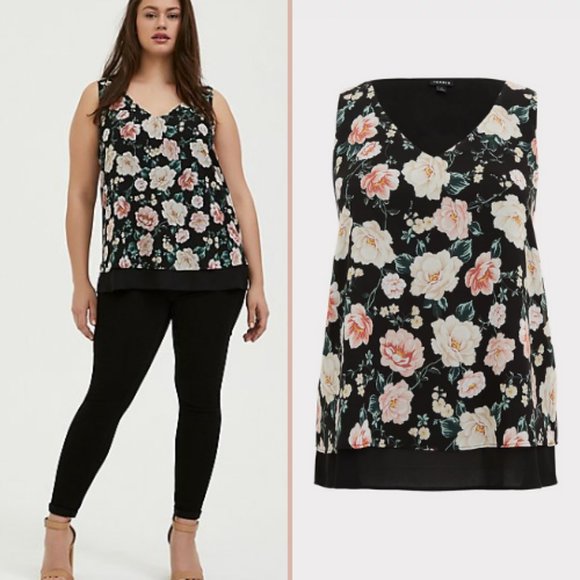 NWT Torrid Floral Chiffon Double Layer Tank | 1X - Picture 2 of 6